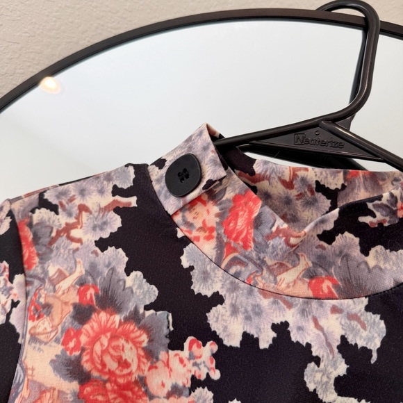 Zara Oriental Dress Mock Neck Asian Print - Picture 4 of 9